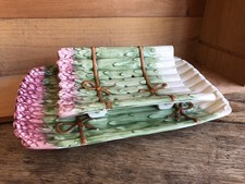 Egouttoir et plat à asperges vintage en faïence pour Siléa