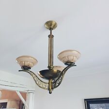 Important Lustre  Art Déco Néo Classique Bronze et Opaline vers 1950