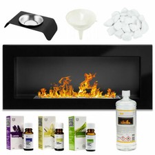 Cheminée Bio Éthanol Noir Brillant 900x400 Brûleur à Feu Eco Design+Accessoires