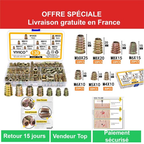 Inserts filetés bois m6 - m5,