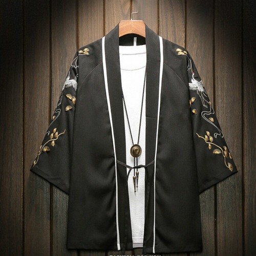 Veste kimono lin brodé - lin,