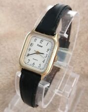 Montre Femme PULSAR  Vintage Watch 1980's Cuir PLAQUE/OR Mode Classique Quartz