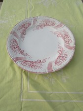 Plat Rond en faïence de LONGWY - Modèle Saint Cloud décor vieux rose
