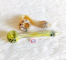 Vintage Main Soufflé Verre Narguilé Pipes Décoratifs de Collection 2Pcs GL882