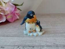 Figurine en résine Pingouins Adulte et son Bébé Vintage, Famille manchots