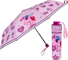 PERLETTI Parapluie Enfant Fille Garçon Pliant Licorne Rose - Petit Parapluie 