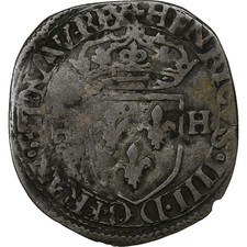 France, Henri IV, Douzain aux deux H, 1601, Chambéry, 1er type, Billon, S