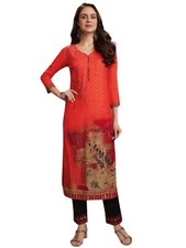 Tenue indienne salwar kameez orange taille 42 ensemble pantalon tunique 2 pièces