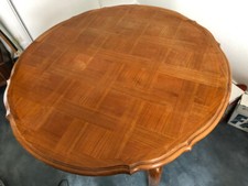 Table ronde salle à manger-style louis XV- merisier avec 2 rallonges