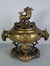 Ancien brûle-parfum bronze rats et volatiles Chine-Vietnam Vers 1900 C623