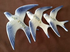 Lot de 3 Hirondelles Porte Bonheur Faience de Desvres 