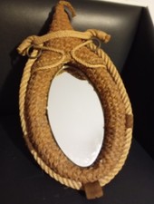 Miroir corde de chanvre/ Audoux Minet/Design 20 ième petit modèle 42 cm x 30 cm