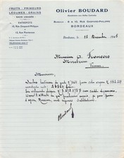1945 FRUITS PRIMEURS LEGUMES GRAINS OLIVIER BOUDARD A BORDEAUX - M. FRANCOIS