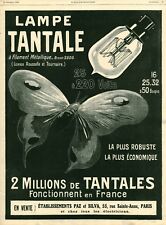 Publicité ancienne lampe Tantale 1908 issue de magazine
