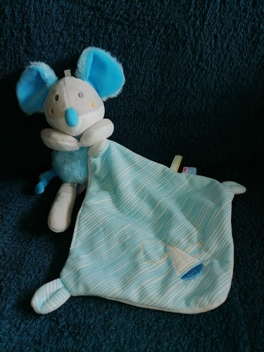 Doudou souris gris bleue - doudou, /