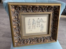 Raymond Renefer ( 1879-1957) Dessin Au Crayon Avec Cadre Doré Sculpté