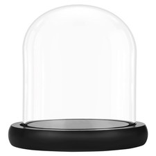 Belle Vous 10 cm Cloche en Verre avec Socle Noir en Bois - Mini Cloche en Verre
