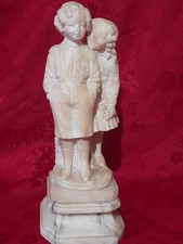 Sculpture Statue 19èm XIXèm Albâtre   couple Enfants  Nap. III ancien