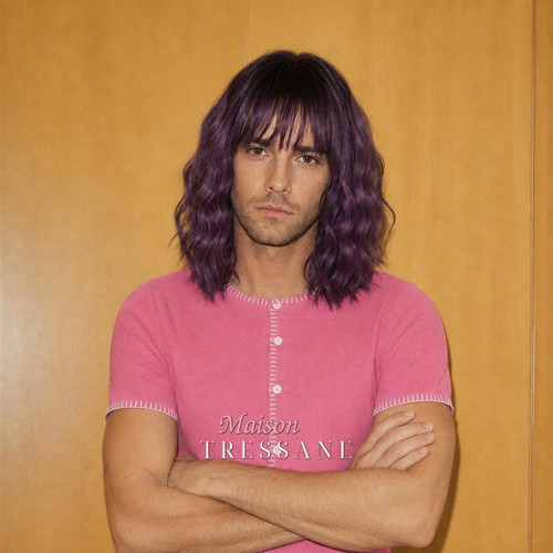 Perruque homme carré violet