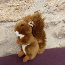 O/ Peluche doudou Écureuil WWF Étiquette Cuir marron Blanc 19 Cm