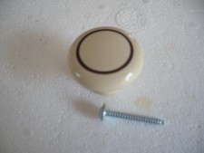 Lot 4 bouton imitation porcelaine beige filet marron foncé Ø 40 mm + vis meuble 