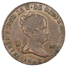Espagne - 8 maravedis 1843