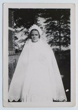 Communiante belle robe blanche - Photo ancienne snapshot