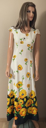 Robe longue écrue fleurs - robe,