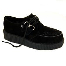 T.U.K. A7270 TUK 2-Ring Bout Rond Bas Creeper En Suède Noire Rockabilly