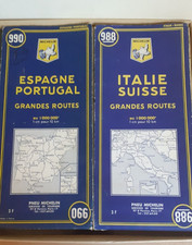 Ancienne cartes routières Italie Suisse, Espagne Portugal 1966
