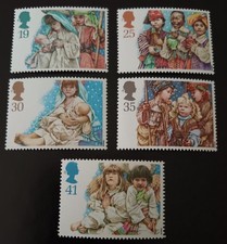Vintage English Stamps. Xmas Themed. Set Of 5. Unused. 