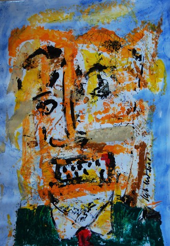 Art brut sur papier 42x49 - ,4, cm