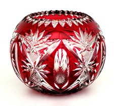 SAINT-LOUIS - Vase Boule en Cristal Taillé Rouge Rubis
