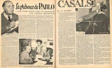 1954 DOCUMENT  MUSIQUE VIOLONCELLE Pablo CASALS  (jp 14) 2pages
