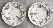 2 Anciennes Assiettes Creuses  Longchamp Terre de fer Oiseaux R Charbonnier/