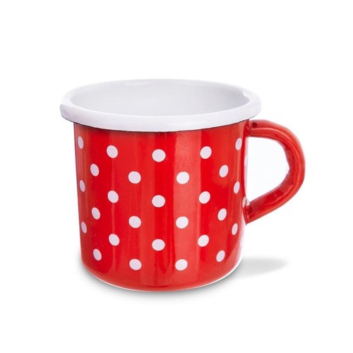 Mug émaillé rouge pois - Émaillé, à