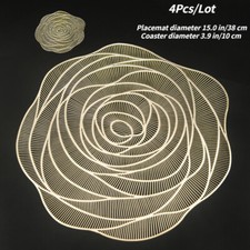 4X PVC Set de Table Rose Creux sous-Verre Dîner Placement Tapis Fête Vaisselle
