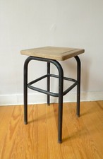 TABOURET de ATELIER en METAL TUBE / BOIS   années 50  VINTAGE DESIGN 1950 