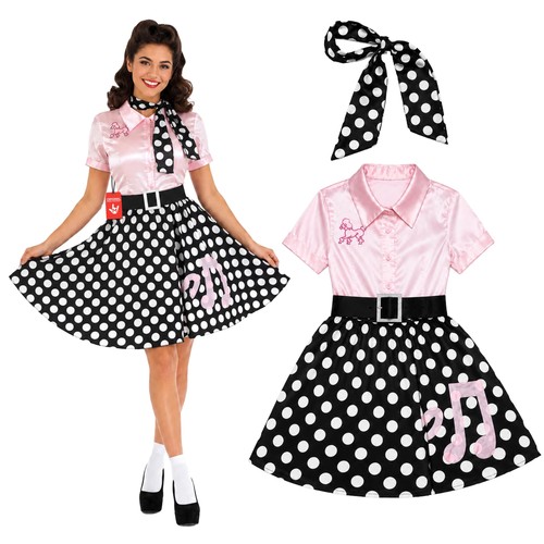 Women pink poodle - pink, dress