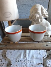 2  TASSES CERAMIQUE PILLIVUYT FRANCE liseré orange DIAM 9 cm