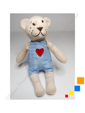 Peluche/Doudou Ours Beige Blanc Rayé Bleu Coeur Rouge 22cm - IKEA Fabler Bjorn