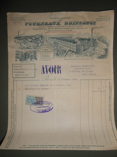 Ancienne facture 1924 - ancienne,