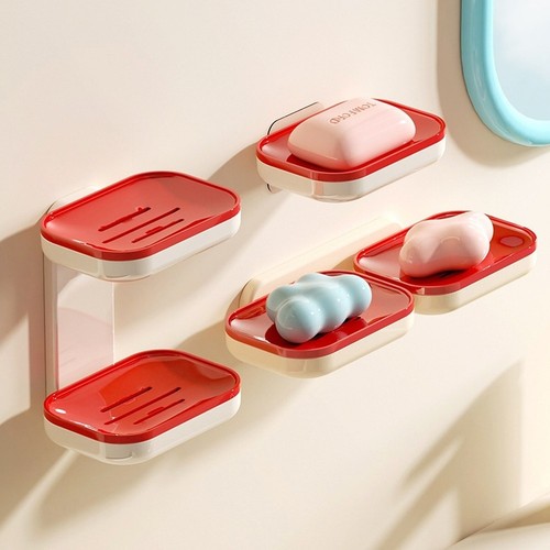 Porte savon rouge mural sans - porte-savon,