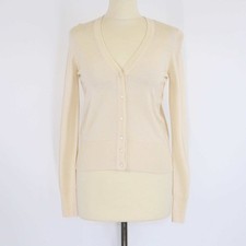 Alaia Cream Buttons Up Knitted Long Sleeve Wool Crop Top