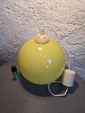 ?Globe suspension en opaline jaune, années 70, Vintage Lustre Plafonnier 