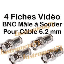 4 Connecteurs BNC Mâle Qualité Métal Pour Câble Diamétre 6,2 mm Impédance 75 Ohm