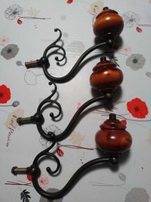 grosse très belle 3 Patères  Art Déco Porte Manteau laiton et bois