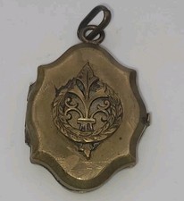 Médaillon ancien fleur de lys Porte Photo Cassolette Laiton – fin XIXᵉ# J5