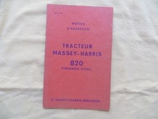 Tracteur MASSEY HARRIS 820 Vigneron diesel - notice d'entretien - 1957