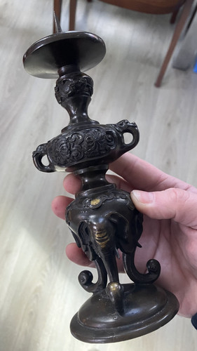 Beau bougeoir bronze pique - beau,